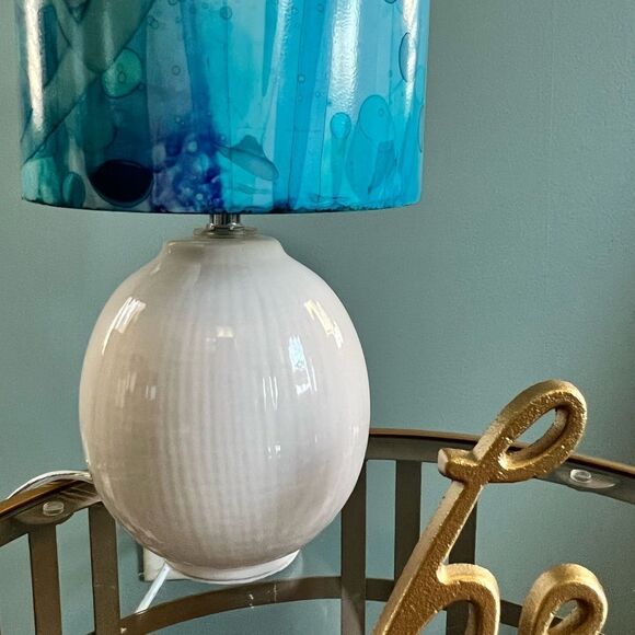 HANDCRAFTED Accent Lamp with Hand-Painted Shade (Shades of Blue) - Picture 10 of 12